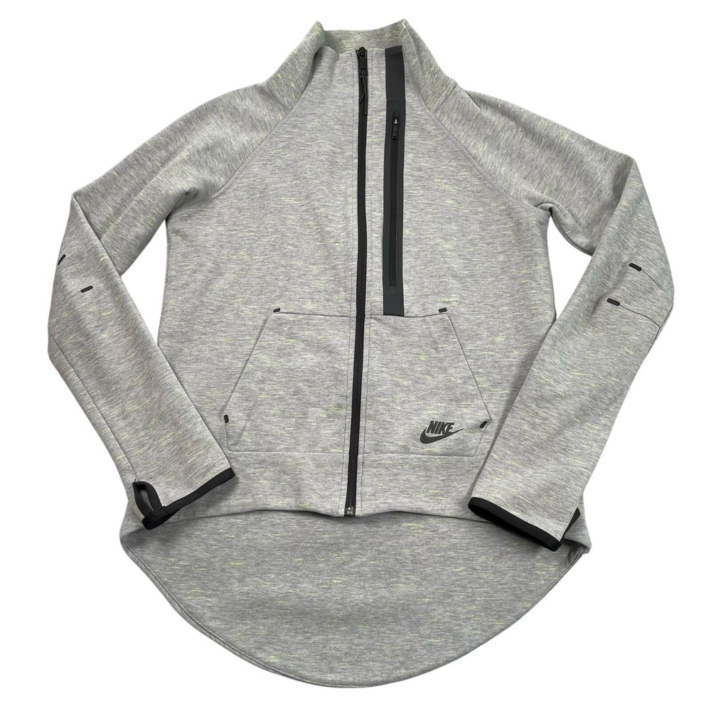 Nike Tech Moto Jacket Women Small Heather Gray Green Full Zip Pockets 642688-063